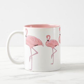 flock of pink flamingos coffee mug