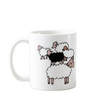 flock of sheep with black sheep mug