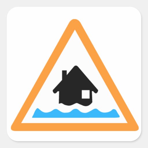 Flood Warning Symbol Square Sticker Zazzle