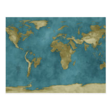 Flooded World Map Postcards