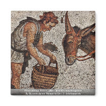 Floor Mosaic Scene, Child And Donkey Fragment Fridge Magnets
