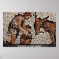Floor Mosaic Scene, Child And Donkey Fragment Print