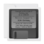 Floppy Disc Geek Birthday Party Invite, Gray