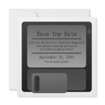 Floppy Disc Save the Date Announcement, Gray