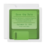 Floppy Disc Save the Date Announcement, Green
