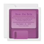 Floppy Disc Save the Date Announcement, Purple
