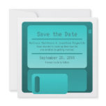 Floppy Disc Save the Date Announcement, Turquoise