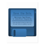 Floppy Disc Save the Date Postcard, Dark Blue