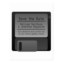 Floppy Disc Save the Date Postcard, Gray