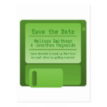 Floppy Disc Save the Date Postcard, Green