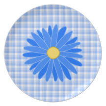 Flor azul brillante plato para fiesta
