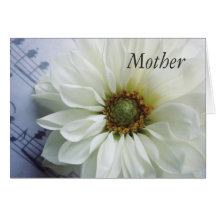 flor blanca en tarjeta del día de madre de la músi