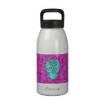 Flor femenina de la púrpura del brillo del corazón botellas de beber