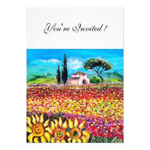 FLORA IN TUSCANY/ Fields ,Poppies and Sunflowers Invite