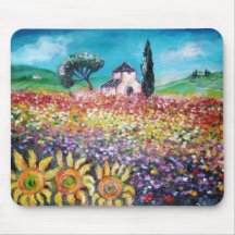 FLORA IN TUSCANY/ Fields ,Poppies and Sunflowers Mousepad