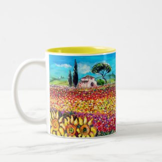 FLORA IN TUSCANY/ Fields ,Poppies and Sunflowers zazzle_mug