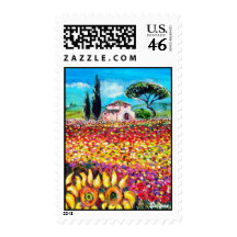 FLORA IN TUSCANY/ Fields ,Poppies and Sunflowers Stamp