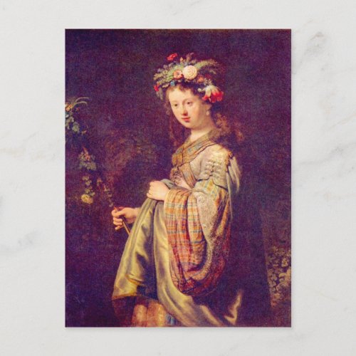 Flora (portrait of Saskia as Flora) by Rembrandt Post Card