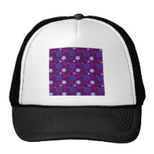 floral27-purple FLORAL FLOWERS PURPLE PINK PATTERN Mesh Hats