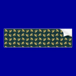 FLORAL56 NAVY CREAM GREEN FLORAL FLOWER PATTERN TE bumper stickers
