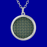 FLORAL56 NAVY CREAM GREEN FLORAL FLOWER PATTERN TE necklaces