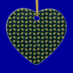 FLORAL56 NAVY CREAM GREEN FLORAL FLOWER PATTERN TE ornaments