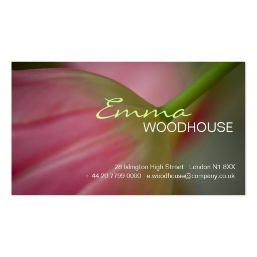 Floral 3 - Pink Tulip Business Card (front side)