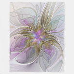 Floral abstract and colorful Fractal Art Fleece Blanket