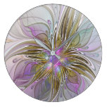 Floral abstract and colorful Fractal Art Large Clock