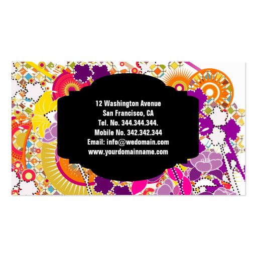 Floral Abstract Contemporary Business Card (back side)