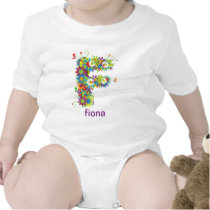 Floral Alphabet Name Baby Tee (Monogram F)