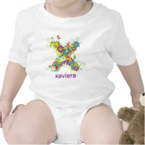 Floral Alphabet Name Baby Tee (Monogram X)