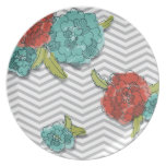 Floral and Chevron Plate