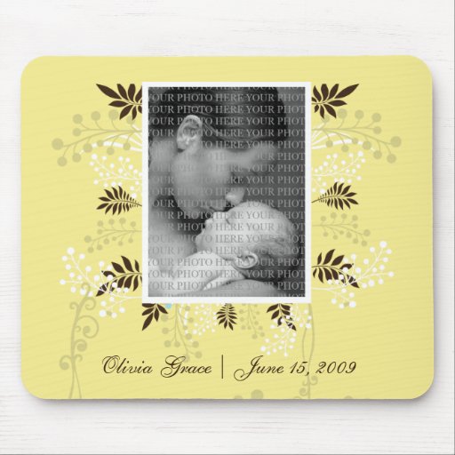 Floral and Fern PHOTO template (yellow) Mousepad