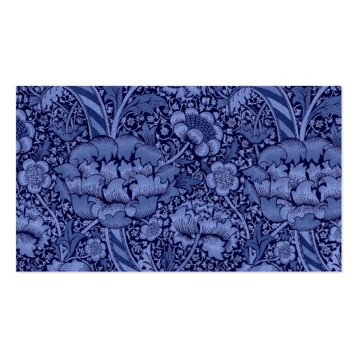 Floral and Ribbon in Blue Business Cards (back side)