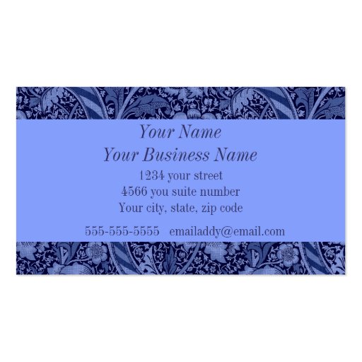Floral and Ribbon in Blue Business Cards (front side)