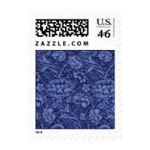 Floral and Ribbon in Blue Stamp