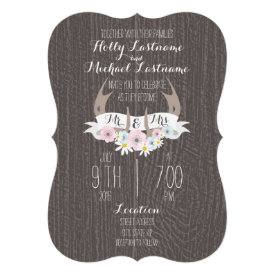 Floral Antlers   Barn Wood Wedding Announcements