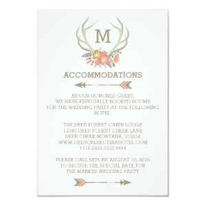 FLORAL ANTLERS | RUSTIC WEDDING ACCOMMODATION CARD 3.5