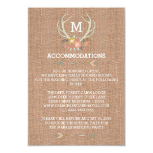 FLORAL ANTLERS | RUSTIC WEDDING ACCOMMODATION CARD 3.5