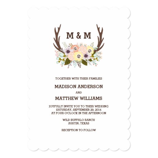 Floral Antlers | Wedding Invitation (front side)