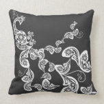 Floral Art Deco Peacock Pattern White Art Cushion pillows