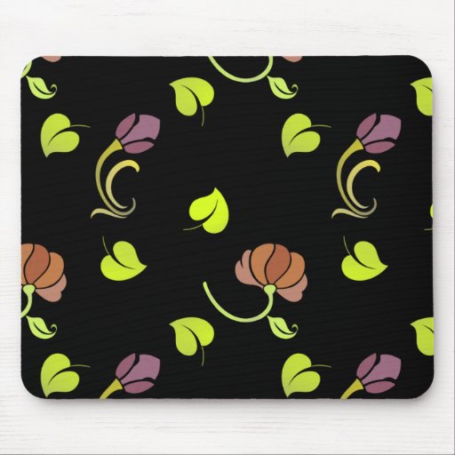 Floral Art on Black Mousepads