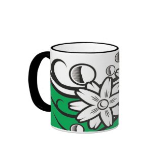 Floral art on green base mug mug