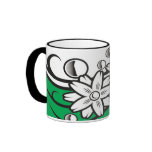 Floral art on green base mug
