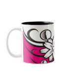 Floral art on pink base mug