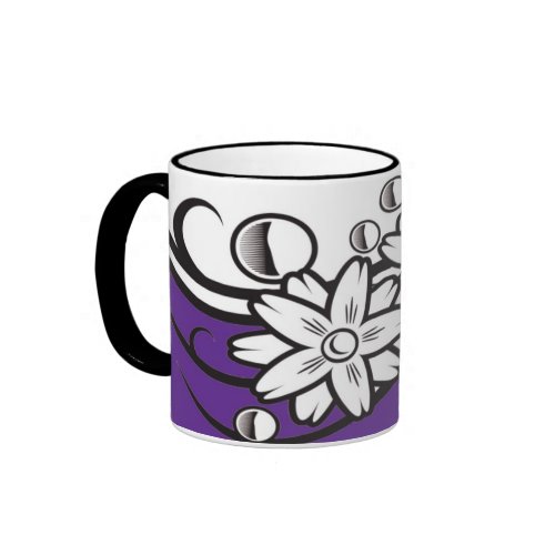 Floral art on violet base mug