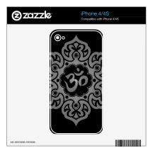 Floral Aum Design, dark iPhone 4 Skin