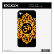 Floral Aum Design, golden black Skins For The iPhone 4
