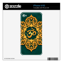 Floral Aum Design, golden teal Skin For iPhone 4S
